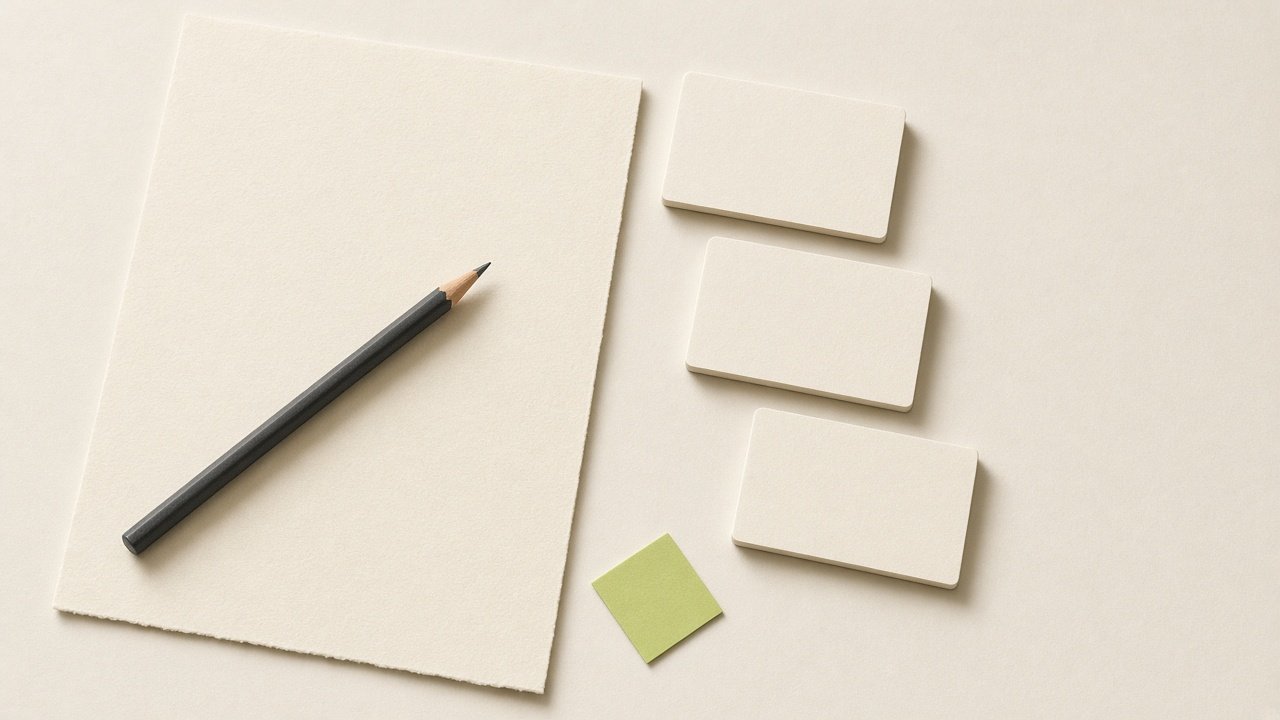 Blank cards and a pencil laid out for planning